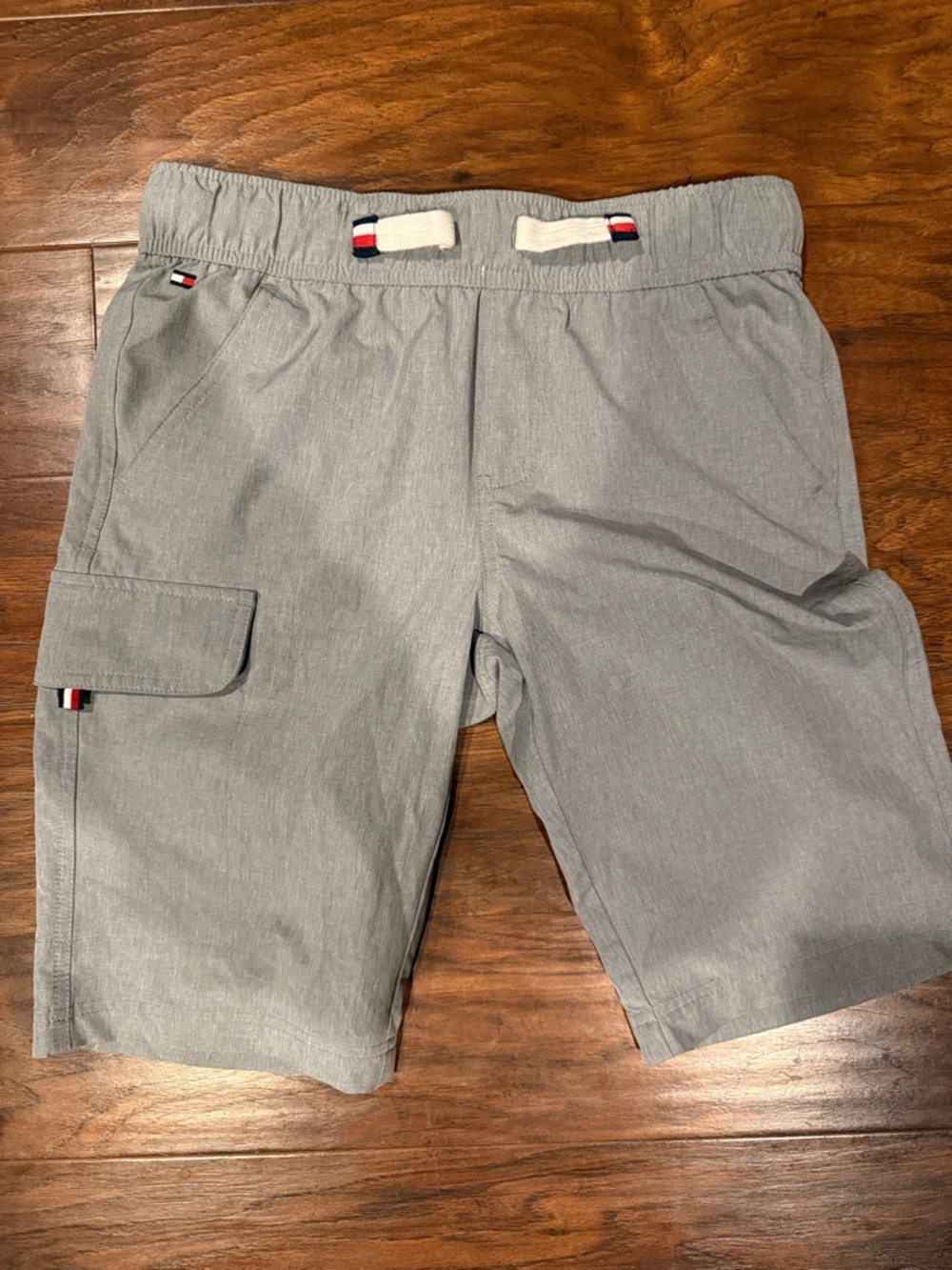 Tommy Hilfiger Light Gray Boys Cargo Shorts with Signature Trim Accents